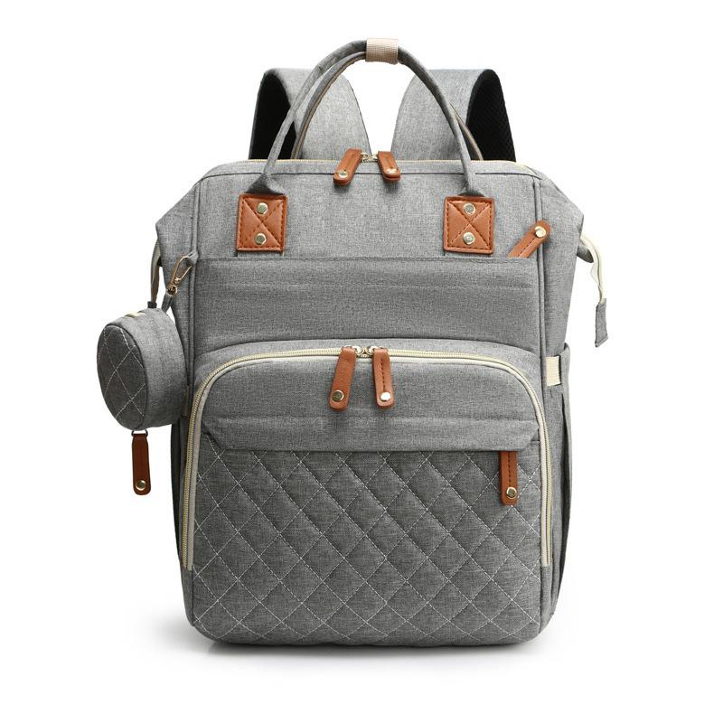 Mamabeutel: Babyflaschen-Rucksack mit großem Fassungsvermögen und tragbarem Babybett, wasserabweisend und mit gestickter Aufbewahrung für Sauger