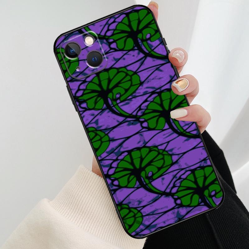African Wax Pattern Fabric Phone Case For iPhone 11 12 13 14 15 16 Pro XS Max Mini Cover For iPhone X XR Plus Back Case