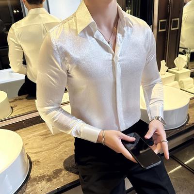 Podstawowe koszule w jednolitym kolorze w stylu vintage Odzież męska Długi rękaw Wiosna Jesień Biznesowy casual Polo z zapięciem na jeden guzik Koszule Aura
