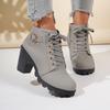 New Women Ankle Boots High Quality Lace-up Boots Ladies Comfortable High Heels Shoes for Women Spring Winter Women Pumps