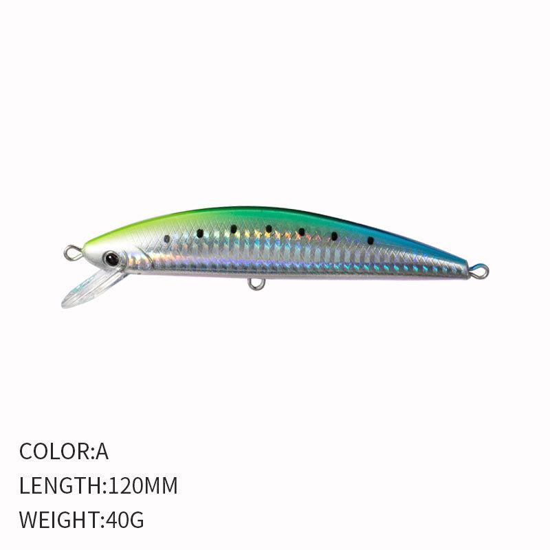 Sea Fishing Submerged Stainless Steel Artificial Hard Bait 120mm/40g for Sea Perch & Spanish Mackerel 9069 (as the picture,120mm/40g&Standard)