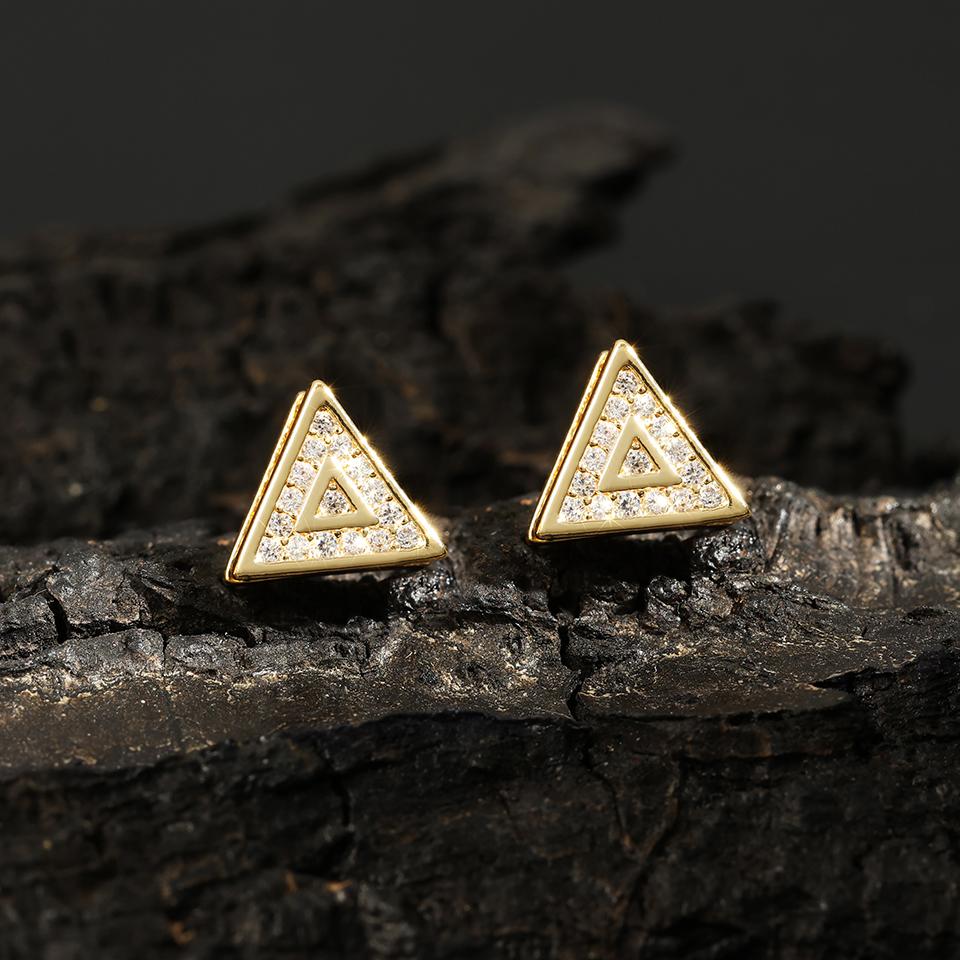 ZAKOL Trendy Hip-hop Rock Triangle Zircon Stud Earrings For Women Men Micro-set Piercing Crystal Daily Jewelry Accessories