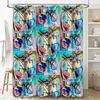 Abstract Art Shower Curtain Modern Bathroom Decor Teal Blue Geometric Pattern Waterproof Fabric Liner Washable Home Textile