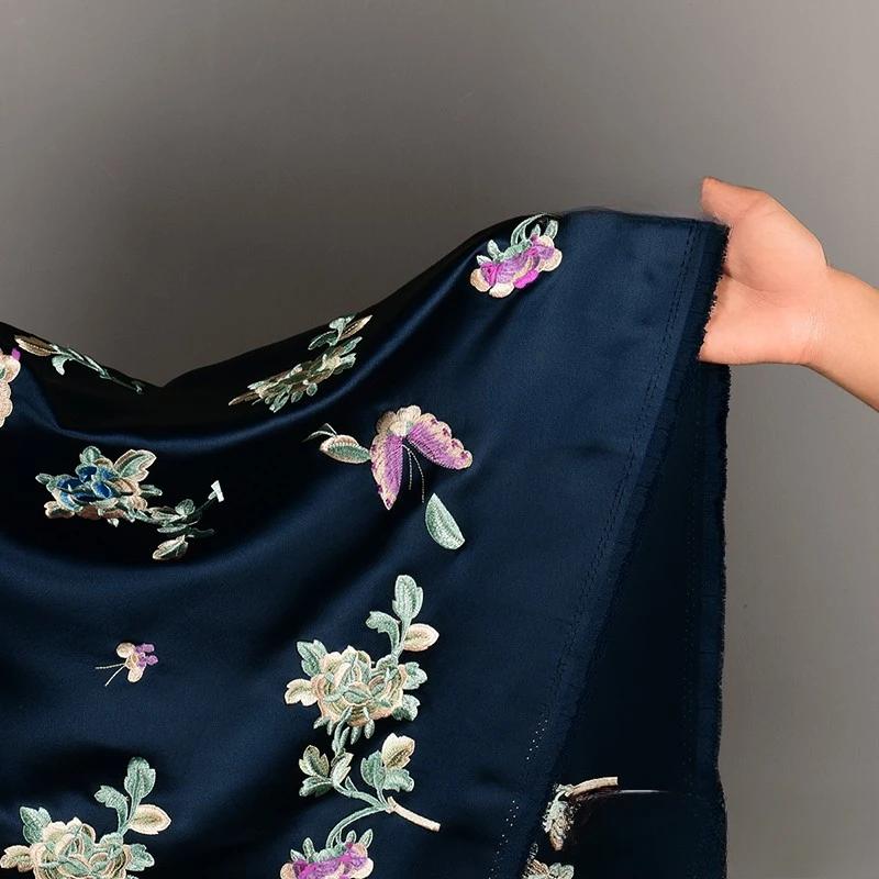 Embroidery Acetic Acid Silk Fabric Jacquard Cheongsam Dress Clothing Designer Wholesale Cloth Diy Sewina By Half Meters Material