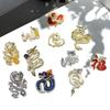Bo Xin Yun Real Gold-Plated Copper Brooch with Zircon Inlaid Zodiac Dragon Design - High Quality Jewelry