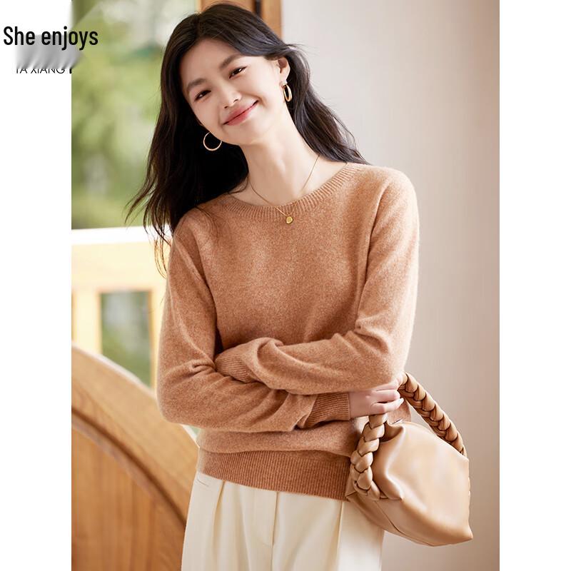 Damen 100% Reine Wolle Rundhals-Pullover