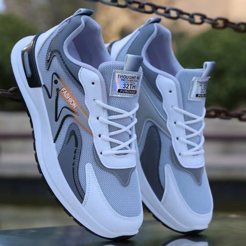 

Men s shoes 2025 new breathable mesh sneakers soft-soled running shoes fashion casual shoes platform dad shoes 44
