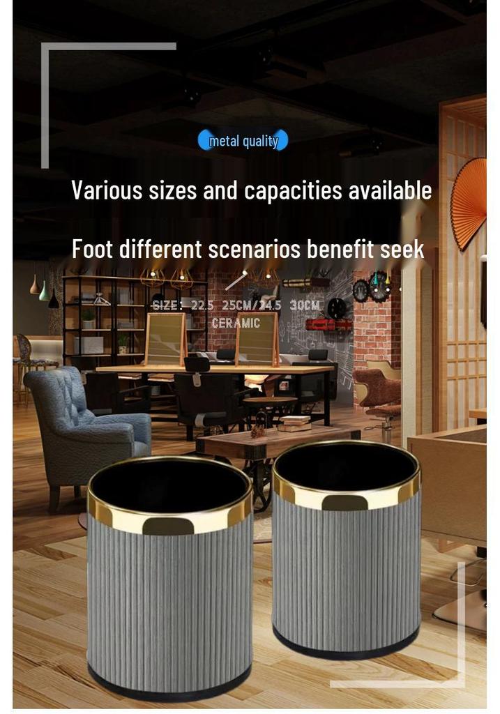 Fireproof Double-Layer Stainless Steel Trash Can for Hotels & Game Rooms