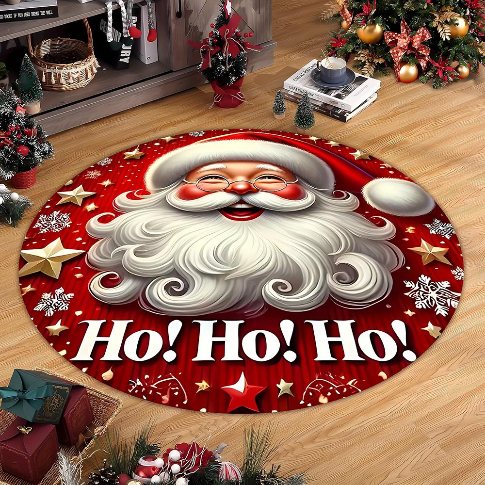 Christmas Round Rugs: Snowman, Santa,Tree & Gingerbread Delights for Festive Home Decor Room Floor Mats New Year Home Decoration