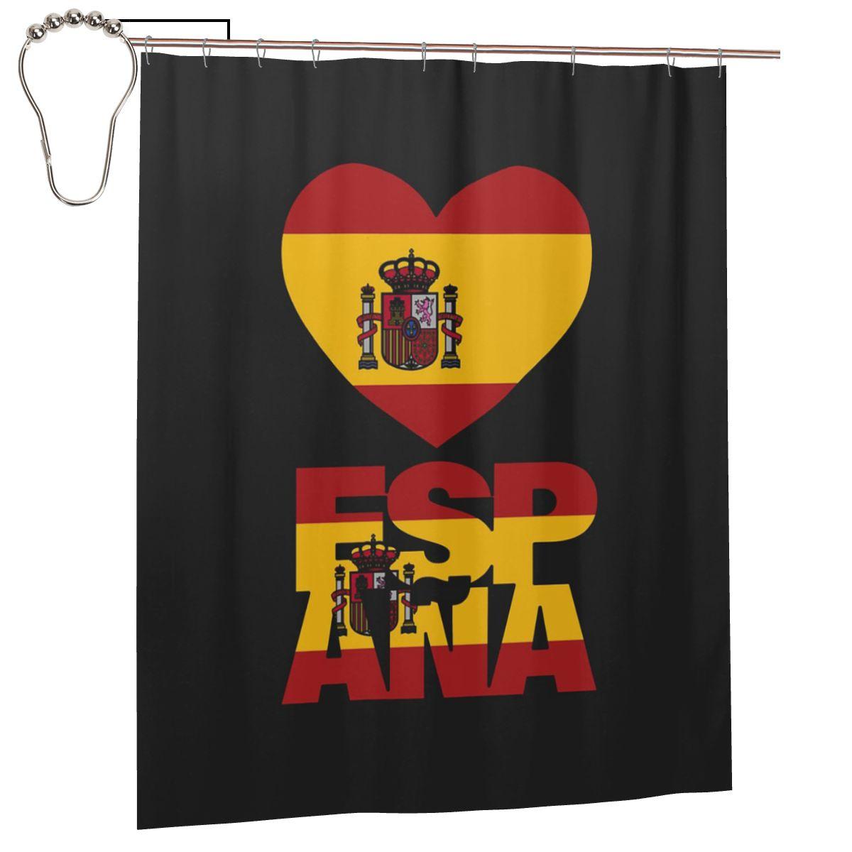 Spain Flag Oceano Canary Islands Shower Curtain Bathroom Polyester Waterproof Bath Curtains With Hooks W60H190(CM)-1 Pcs