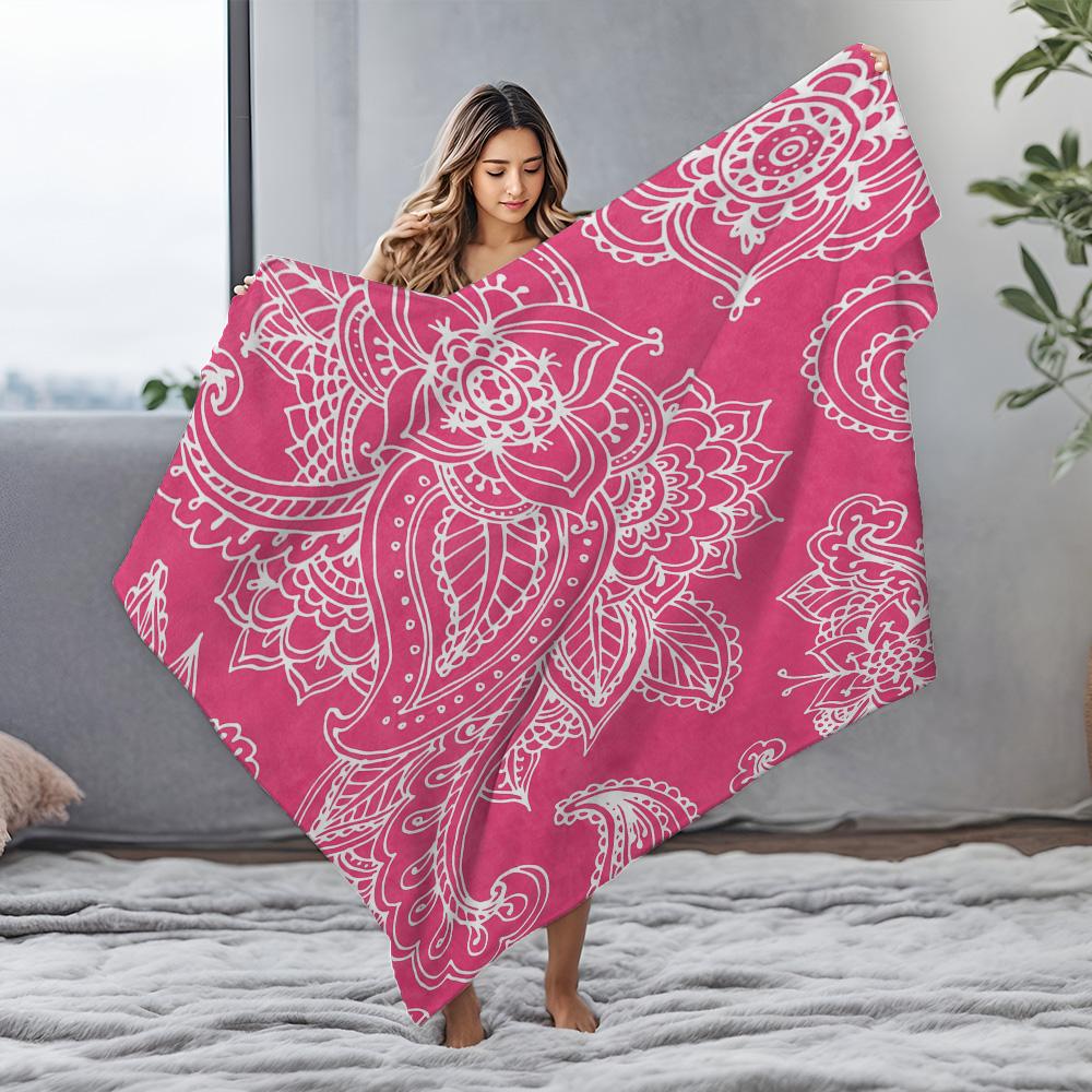 Vibrant Paisley Pattern Blanket Throw Soft Fleece Bed Sofa Decorative Throw Blanket for Home Living Room Bedroom