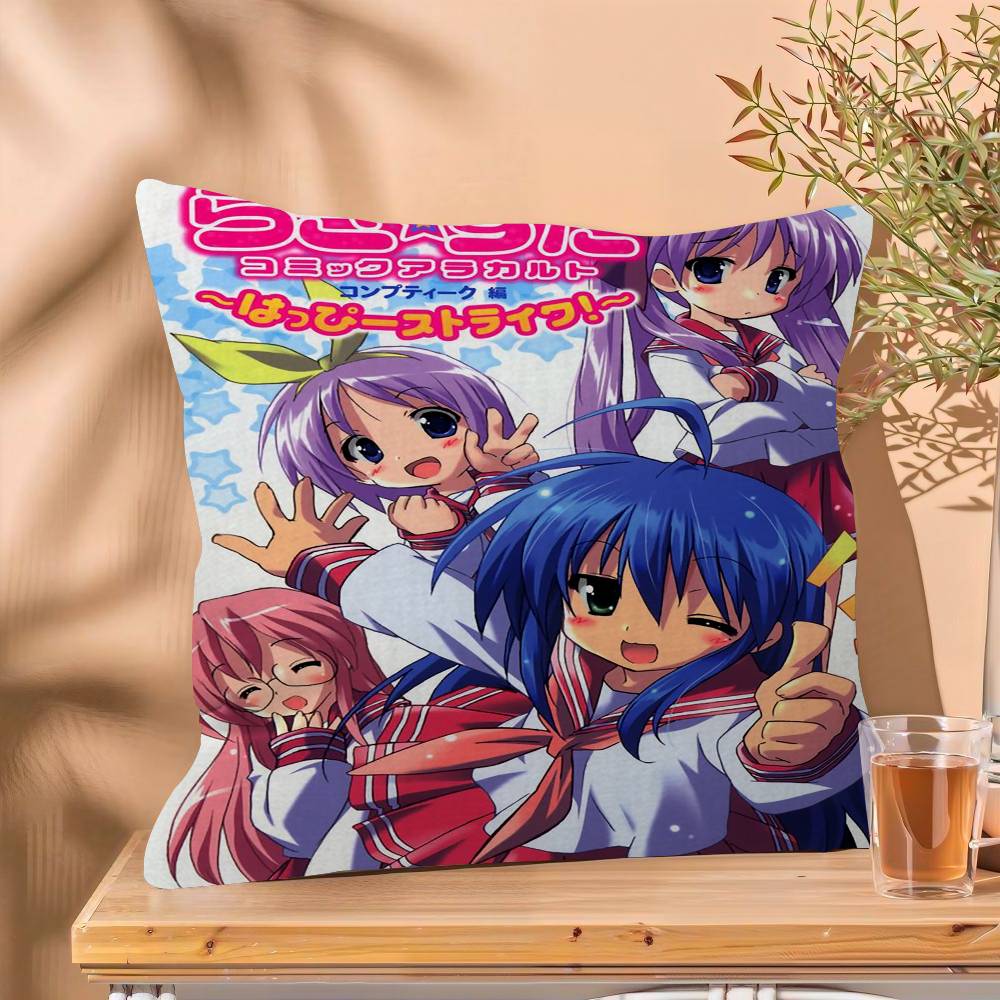 Anime Lucky Star Cushion Cover Car Throw Pillow Case For Sofa Car Christmas Gift
