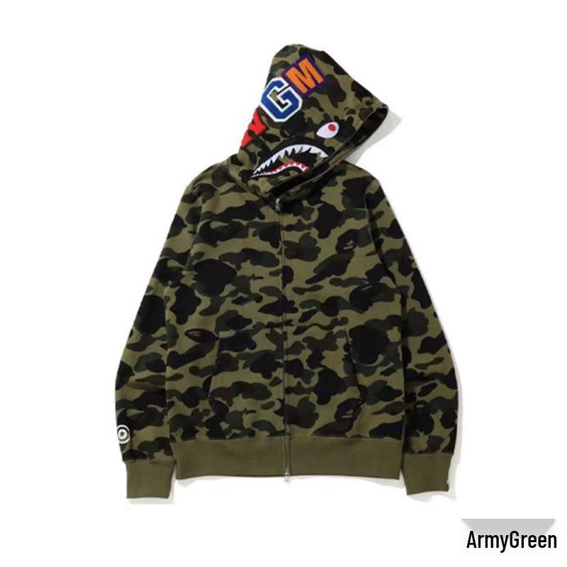 Trendy APE Hooded Sweatshirt - Shark Camouflage Zipper Jacket, Parent-Child Version