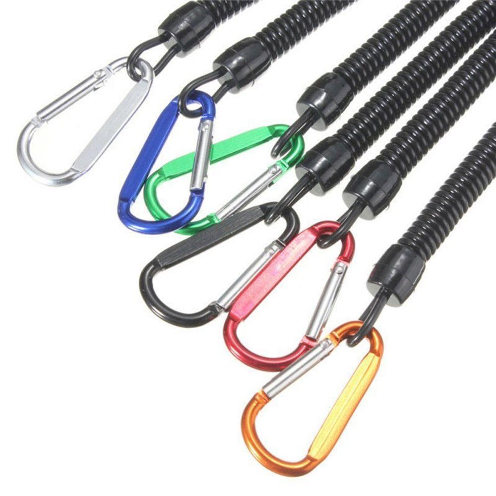 Camping Elastic Outdoor Tools Anti-lost Tackle Spring Rope Carabiner Fishing String Lanyards