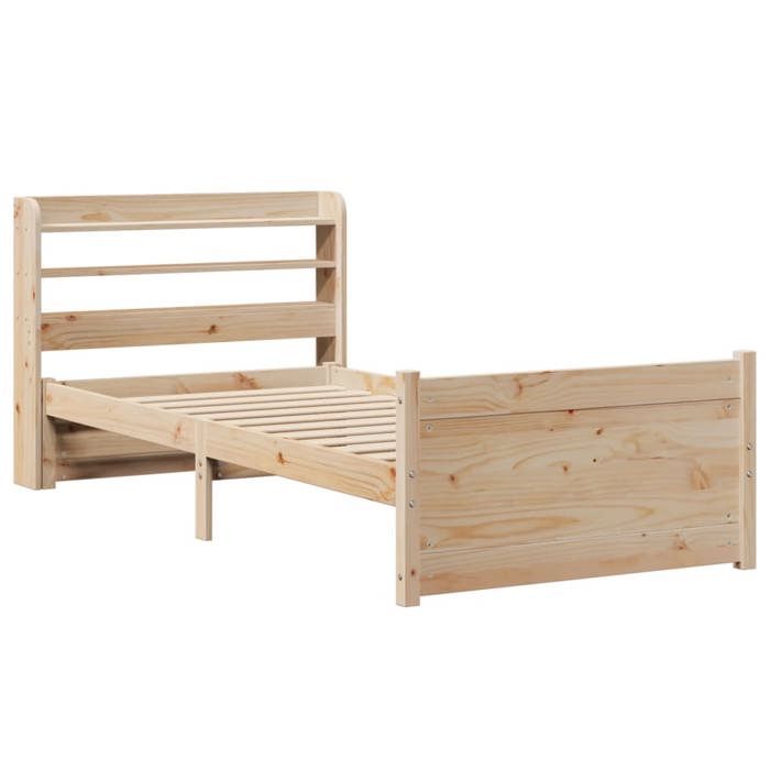 VidaXL Bed Frame with Headboard 90x200 Cm Solid Pine Wood, Bed, Solid Wood Bed Frame, Bedroom Furniture At 3306756