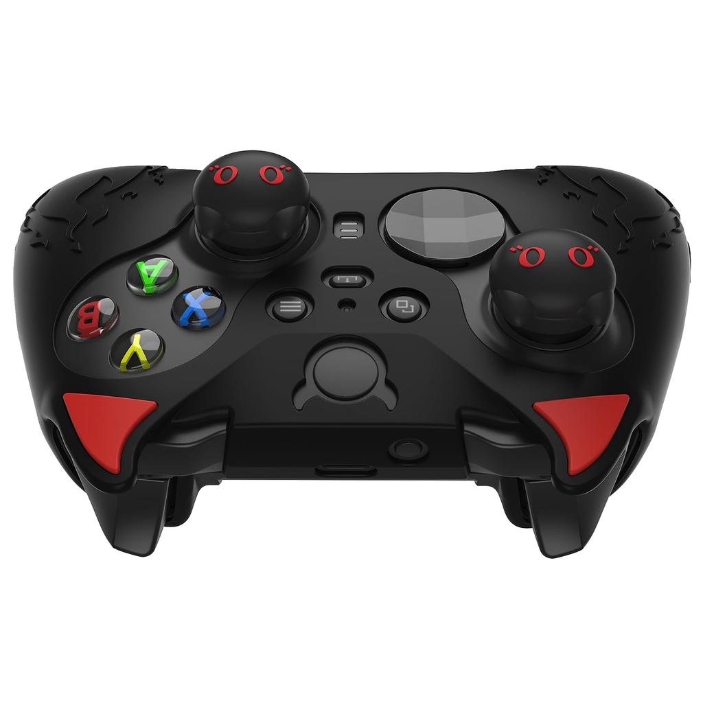 PlayVital Cute Demon Silicone Cover for Xbox Elite Wireless Controller Series Includes Thumb Grip Caps 2, (Black)