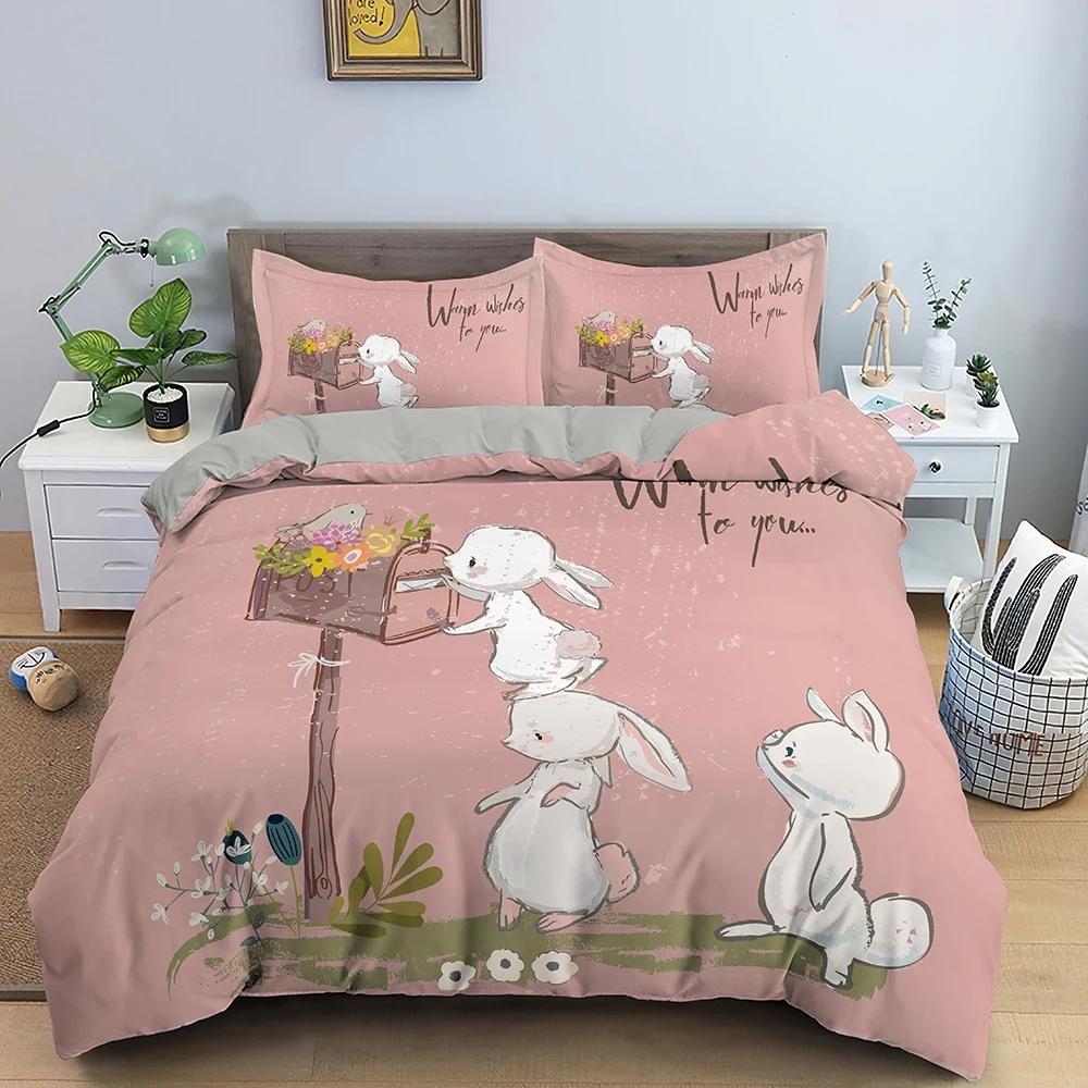 2/3Pcs Cartoon Animal Duvet Cover Bedding Set 3D Printed Quilt Cover for Bedroom King Queen Full Polyester Bedclothes Home Decor