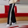 Li Ning Sports Fashion Series Straight Leg Striped Fleece Warm Loose Casual Long Pants Winter Women bottoms Black AKLRC16-3