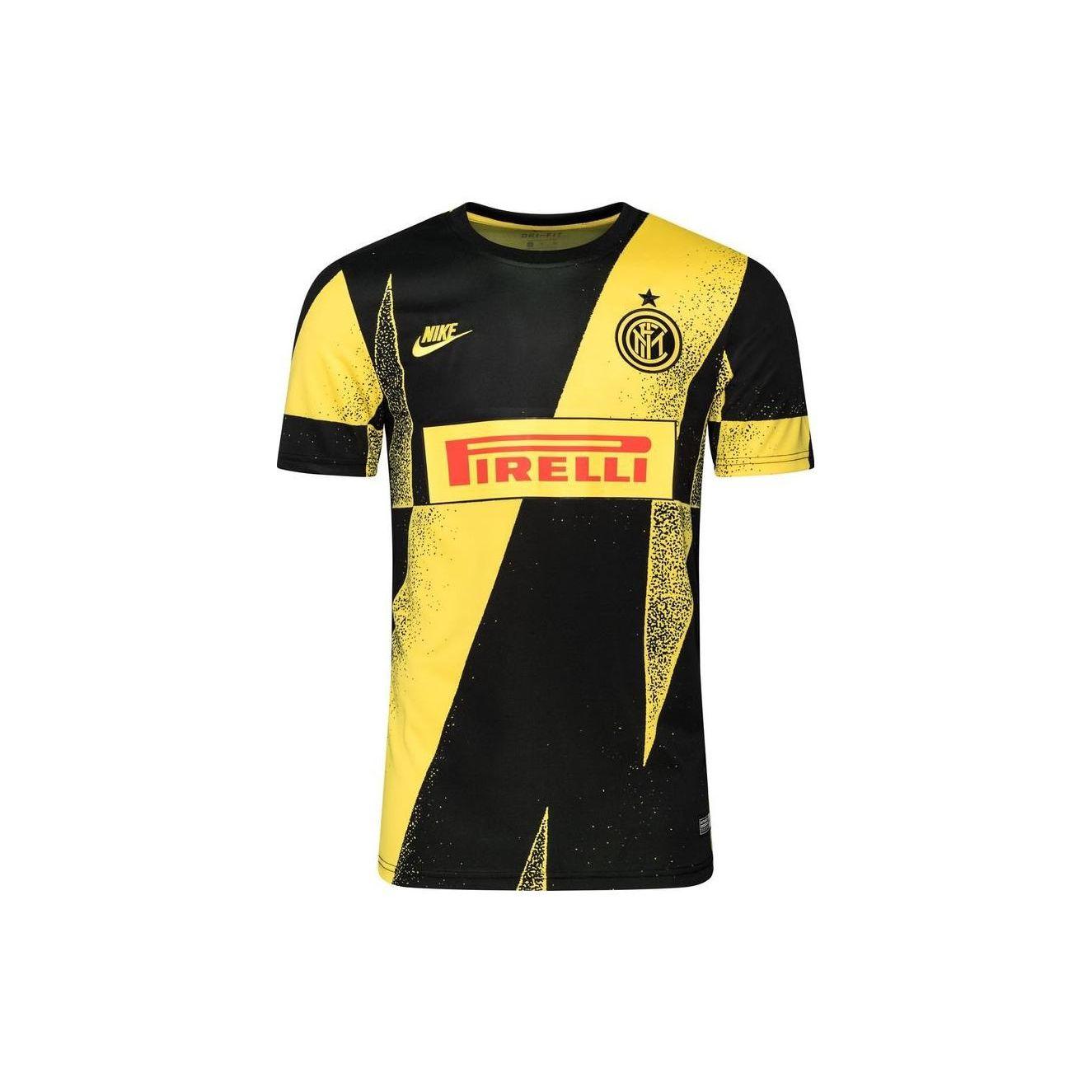

Nike Inter Milan Football Training Спортивная одежда Повседневная футболка с коротким рукавом и вышитым логотипом Мужские топы Желтый Черный CI6512-719