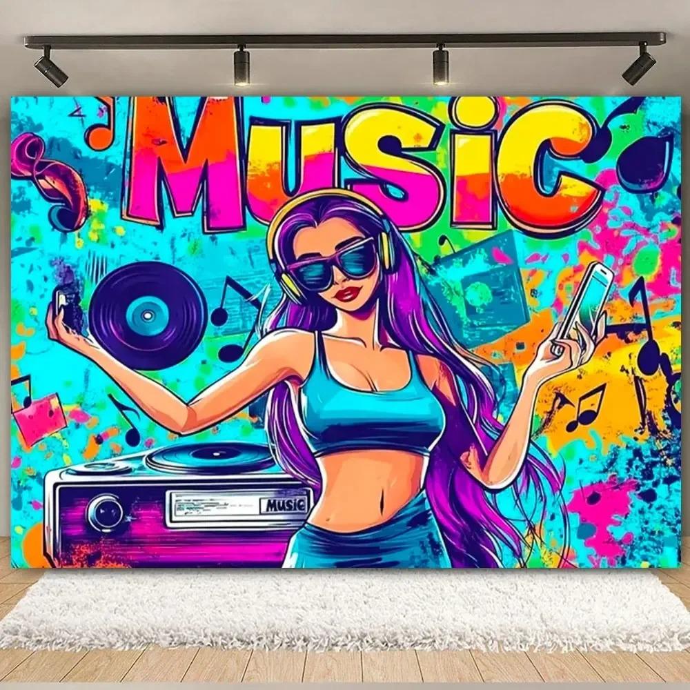 Disco Music Flash Stage Theme Party Photography Background, Adult Birthday Party, Home Decoration Photography Studio Background