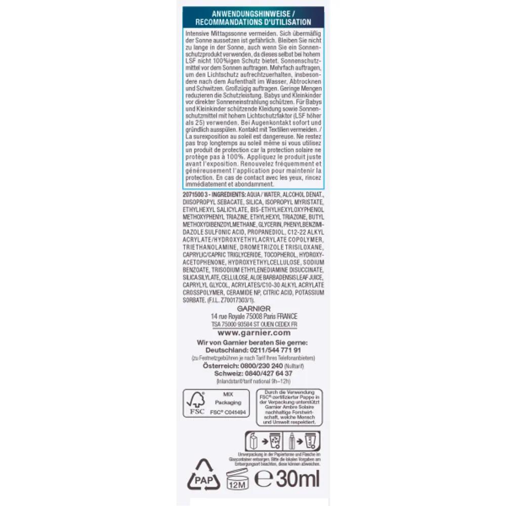 Garnier Invisible Serum Super UV, LSF 50+ Sun Fluid 30ml