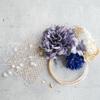 Lomeri Dahlia Hair Ornament with Pearl Perfect for and Wedding D44 Shower, Coming-of-Age Ceremonies, Graduations, Weddings, Photoshoots, (Navy)