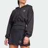 Adidas X Stella McCartney Collaboration Sportswear Cropped Hoodie Solid Logo Short Sleeve Hooded Sweatshirt Women Hoodies Black IN3637