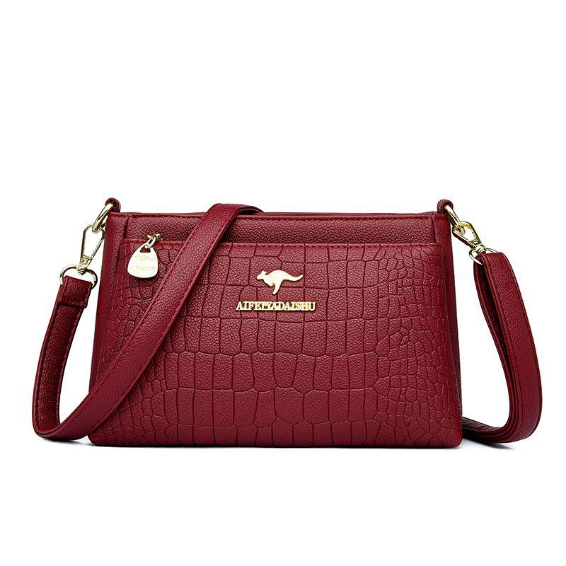 

Bag Women s Kangaroo Leather Middle-Aged Fashion Crossbody Bag Red