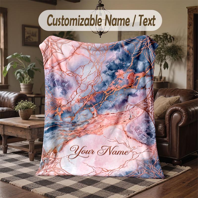Mandala Theme Throw Blanket Custom Name Text Personalized Blanket Soft Cozy Blanket for Home Sofa Bed