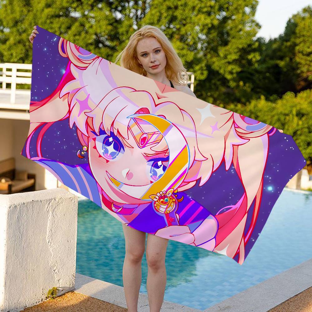 Hot Anime S-Sailor M-Moon Microfiber Beach Towel Absorbent Quick Dry Soft Yoga Swimming Resort Mountain Climbing Towel