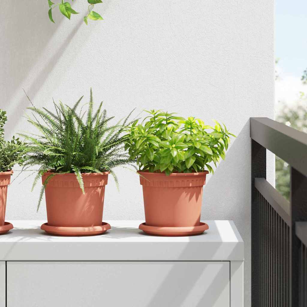Flower Pots 6 pcs Terracotta Red Ø 15 x 12 cm Plastic