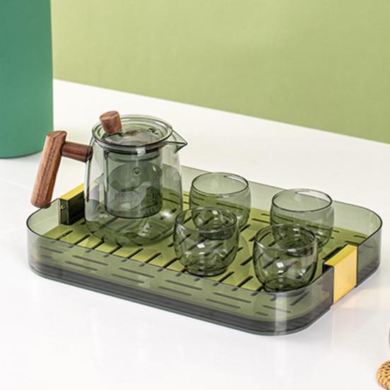 Yousheng Teaware Storage Plate Water Storage Tea Tray Rectangle Simple Modern Drain Design Detachable Tea Cup Holder Home Use