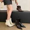 Fashion Women's  Soft Leather Pointed Toe Thin High Heel Shoes Sexy Autumn Winter Shoes Women Dress Warm Wedding Ankle Boots