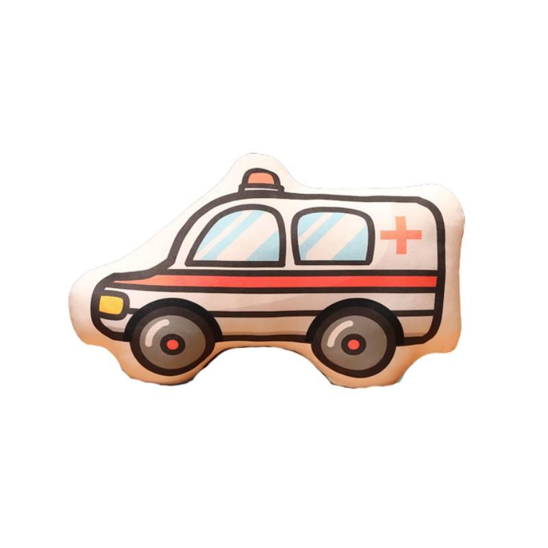 Roztomilý kreslený polštářek ve tvaru auta plyšová hračka pro děti Včetně hasičských aut a policejních aut