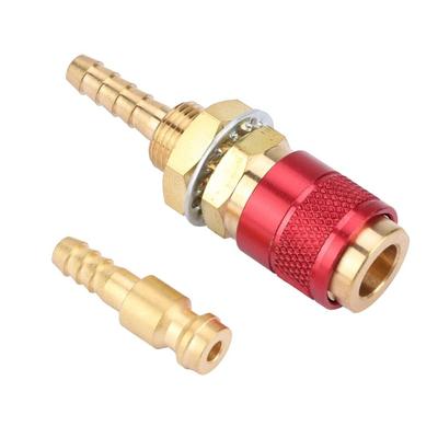 M6 Thread Size Water Cooled Gas Adapter Brass Red / Blue / Gold MIG TIG Welder Torch Fitting For 6mm Inner Dia Hose