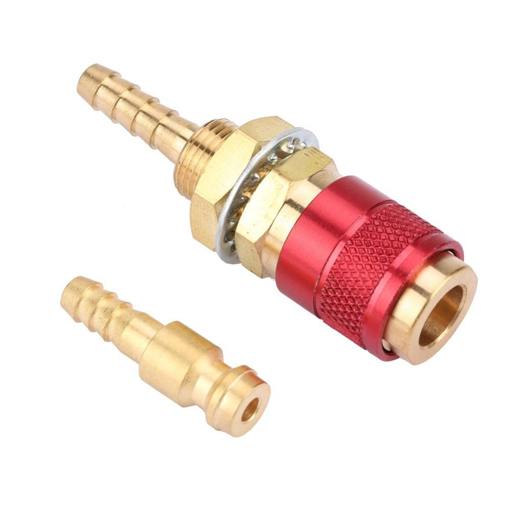 M6 Thread Size Water Cooled Gas Adapter Brass For 6mm Inner Dia Hose Quick Connector Fitting Red / Blue / Gold