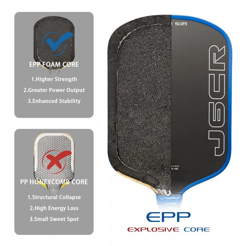 Honolulu J6CR Pickleball Paddle Carbon Fiber Foam Core Power Rebound 5th Gen