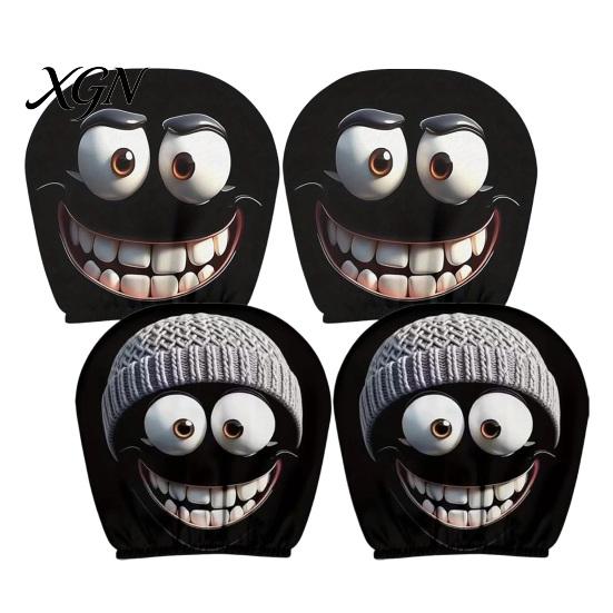Funny Car Prank Gifts 4 Pcs Halloween Headrest Covers, Creepy Ghost Face Seat Easy Install Covers Protector, Universal Auto Decor for SUV Truck,