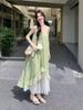 Stunning 2025 Summer French Niche Double-Layered Floral Mesh Dress for Women