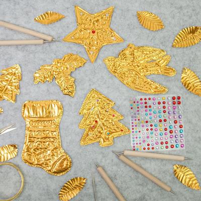 Kit de Loisirs Créatifs Set de Papier Aluminium Feuille d'Étain Épaisse Rouleau Scintillant Feuilles Métalliques Argent Or Reflets Brillant Kit de Gaufrage Gravure Peinture