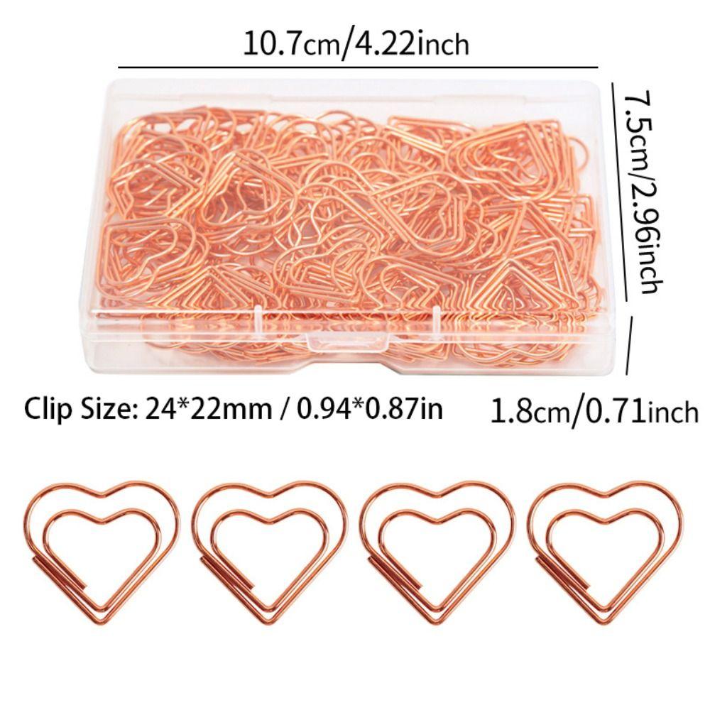 100Pcs Electroplated Metal Paperclips Heart Shaped Gold Paper Clips Office Clips  Scrapbook Making