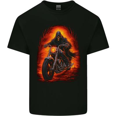Skull Biker Motorcycle Motorbike Grim Reaper 9 Kids T-Shirt Childrens