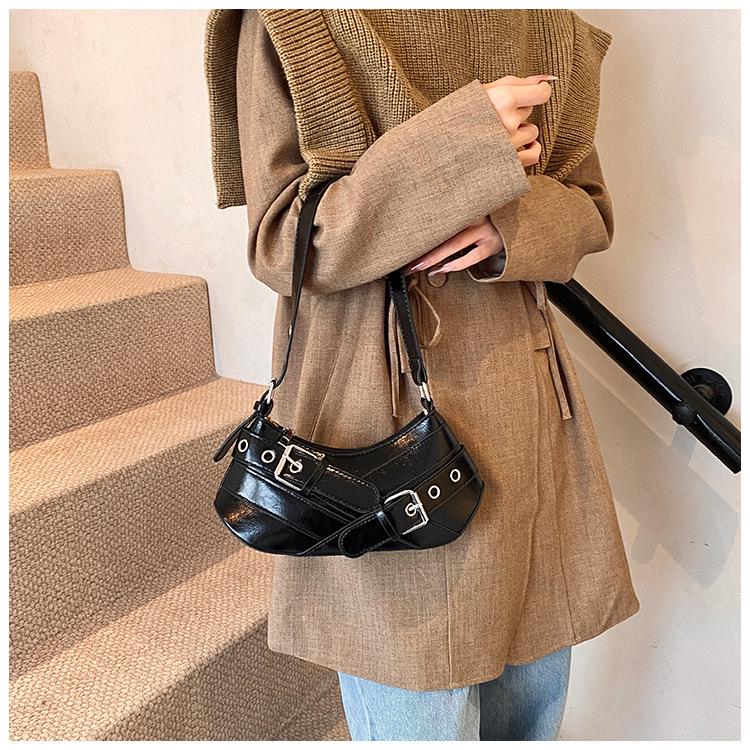 Bolsa Baguette de Ombro para Motociclista Estilo Retrô Quente Tendência 2024