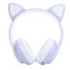 Bluetooth 5.0 Headphones Cat Ear LED Light Wireless Cute Headsets for Young PeoplePurple Cat Paw Pattern