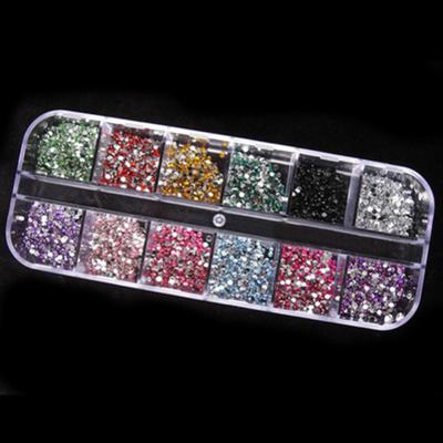 1200x Bling 2mm Mix Color Nail Art Tips Акрилові манікюрні наклейки для нігтів + ​​футляр