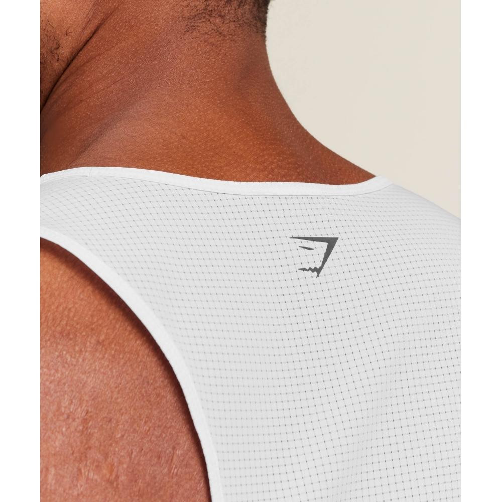 Gymshark Running Tank White A3c1r Wb57