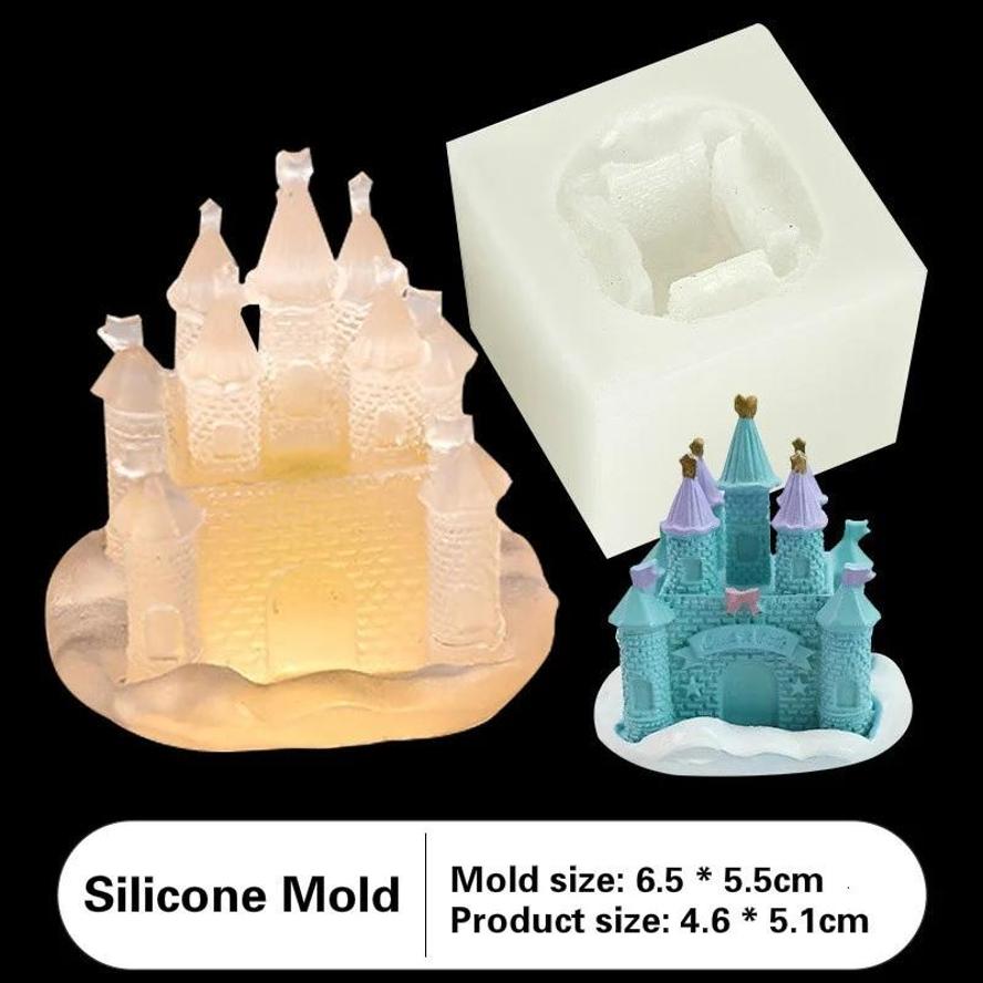 Stampo per Torta Fai-da-te Castello Principessa 3D Stampo in Silicone Castello Tridimensionale Colla Epossidica Cristallo Fai-da-te Stampo in Silicone Antico Stampo per Torta