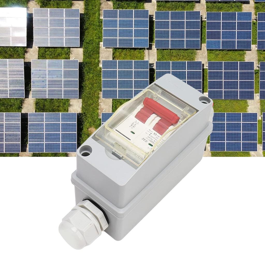 Focket 32A 500V PV DC Disconnect Switch, MCB 2P Solar Current Sink Load Switching Air Miniature Circuit Breaker with IP65 Distribution Box for Panel
