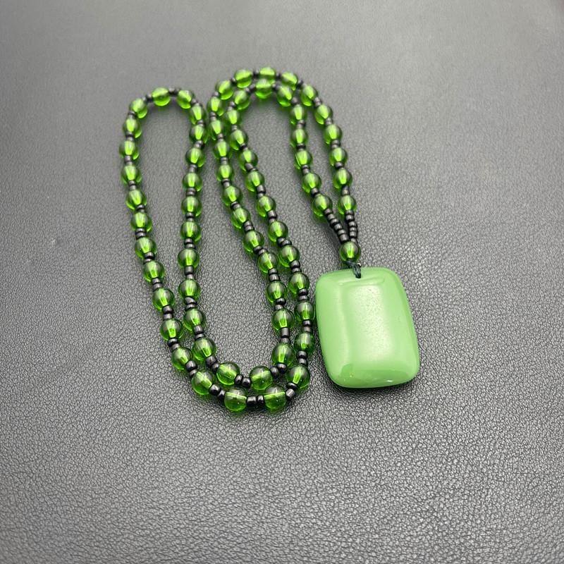 New Chinese Wushi Pai Pendant Necklace: Imitation Jade Stone Xinjiang Hetian Jade Ping'an Pai Glass Pendant for All Genders