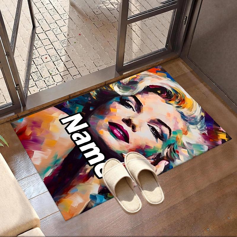 Custom Name Personalized Marilyn Monroe Print Carpet, Versatile Home Decor Rug, for Playroom, Apartment, Balcony, Entryway, Hallway Gift